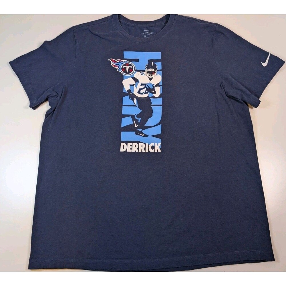 Nike Tennessee Titans T Shirt Mens XL Short Sleeve Blue Graphic  Derek Henry